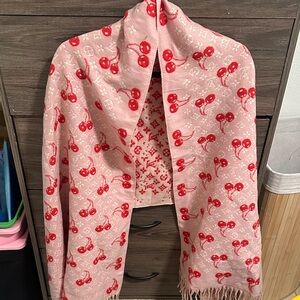 Pink Cherry Pattern Women's Scarf